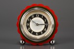 Red and Green Fluted Bakelite Clock by New Haven